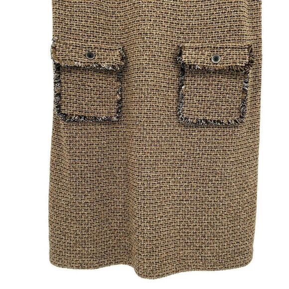J. Jill Butterscotch Tweed Front Pocket Sleeveless Shift Sweater Dress Small P - Picture 7 of 15